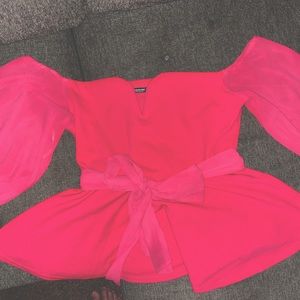 Hot pink Peplum off the shoulder sweetheart top
